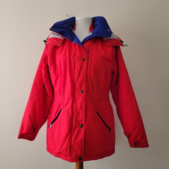 Vintage L.L. Bean 90s Made in USA Penobscot Hooded Parka in Red Small - Picture 1 of 13
